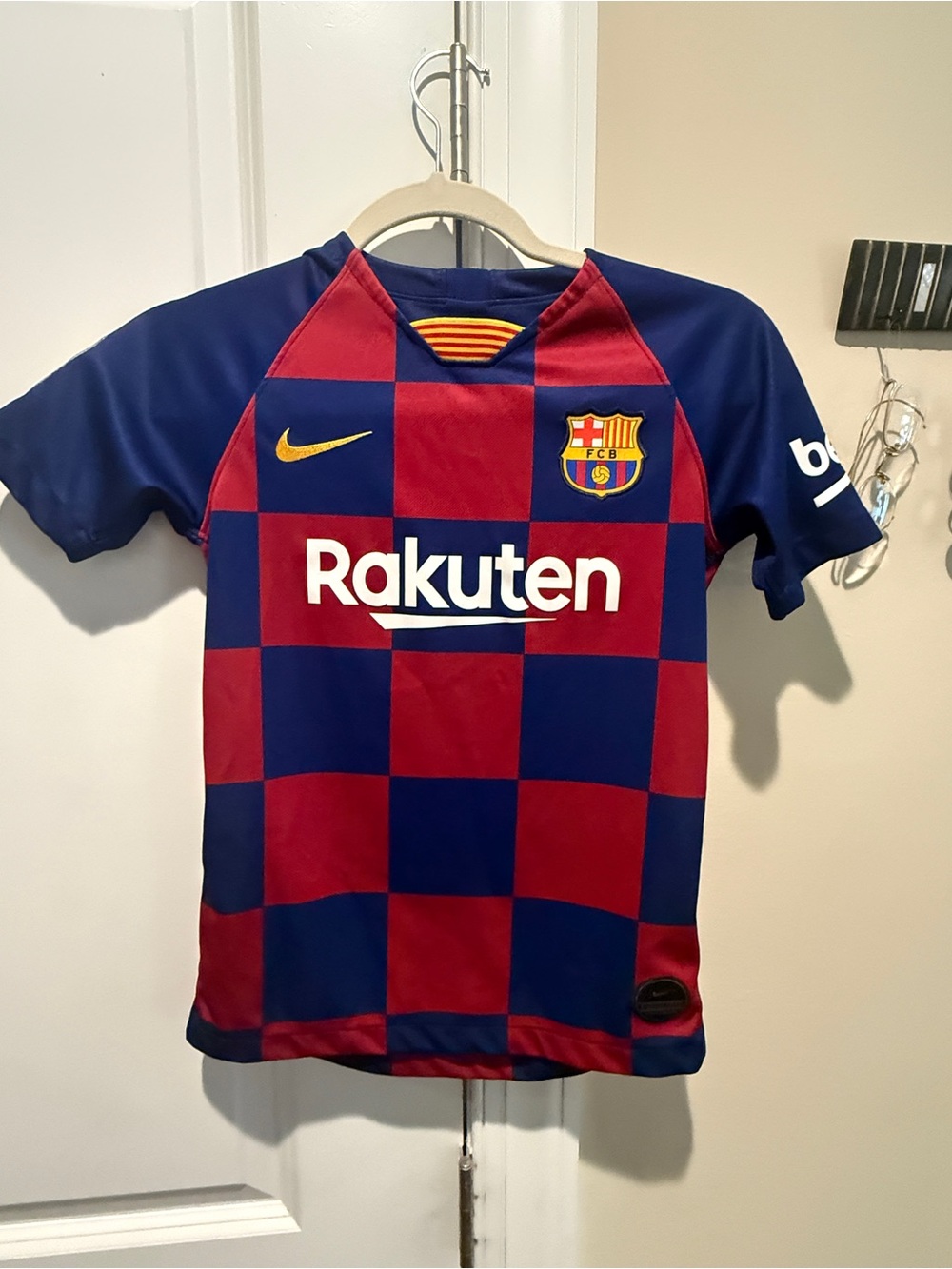 Nike Kids FC Barcelona Checkerboard Soccer Jersey - Red & Blue